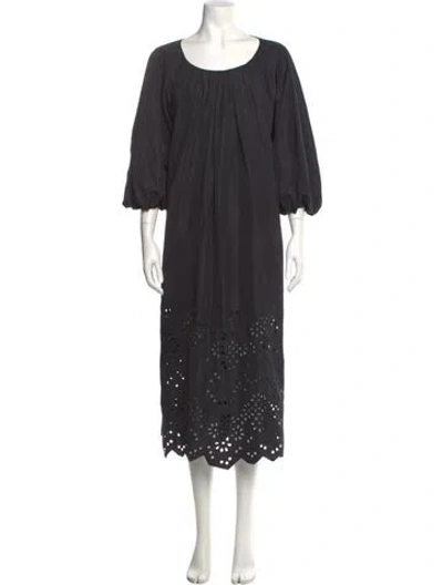 Pre-owned Tibi Scoop Neck Midi Length Dress In Black