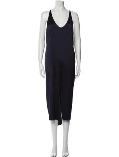 Pre-owned Tibi Scoop Neck Midi Length Dress In Blue