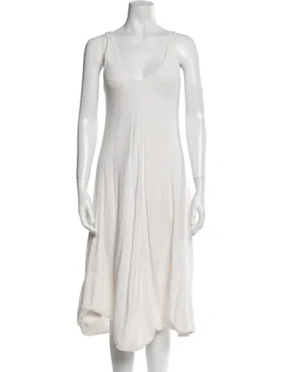 Pre-owned Tibi Scoop Neck Midi Length Dress In Neutral