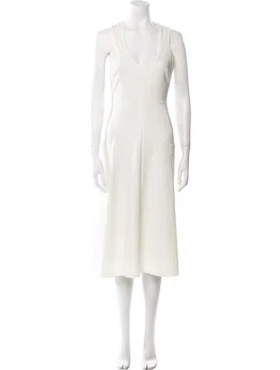 Pre-owned Tibi Scoop Neck Midi Length Dress In White