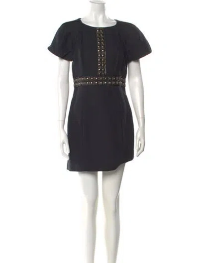 Pre-owned Tibi Scoop Neck Mini Dress In Black