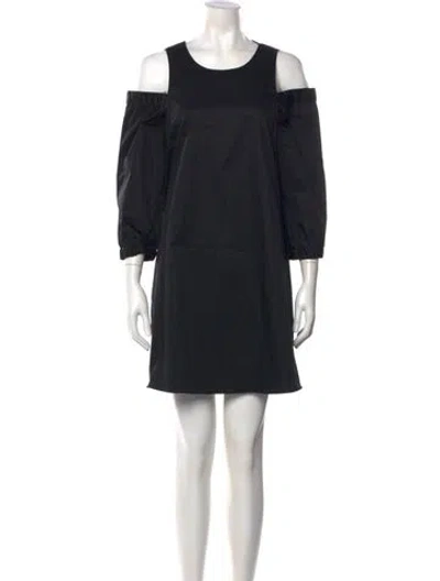Pre-owned Tibi Scoop Neck Mini Dress In Black