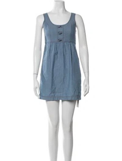 Pre-owned Tibi Scoop Neck Mini Dress In Blue