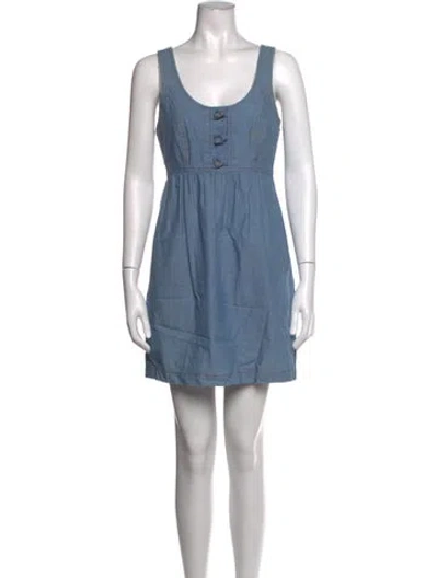 Pre-owned Tibi Scoop Neck Mini Dress In Blue