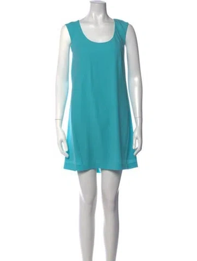 Pre-owned Tibi Scoop Neck Mini Dress In Blue