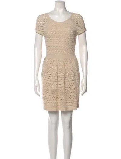Pre-owned Tibi Scoop Neck Mini Dress In Neutral