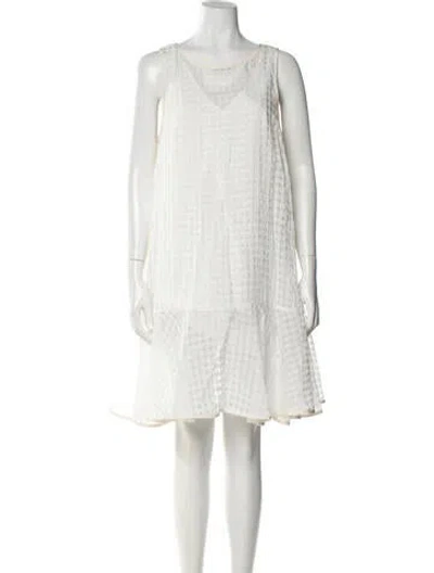 Pre-owned Tibi Scoop Neck Mini Dress In White
