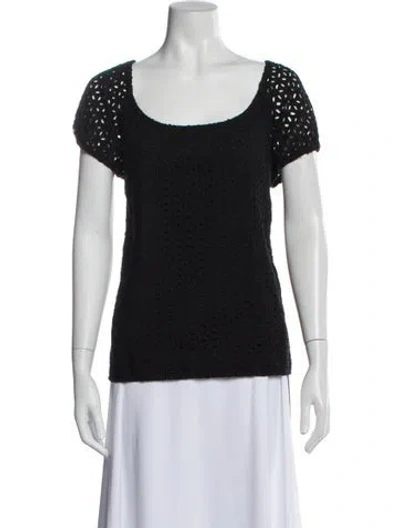 Pre-owned Tibi Scoop Neck Short Sleeve Top In Black