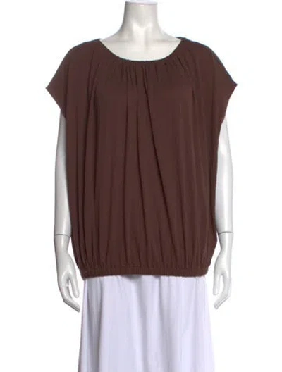 Pre-owned Tibi Scoop Neck Short Sleeve Top In Brown
