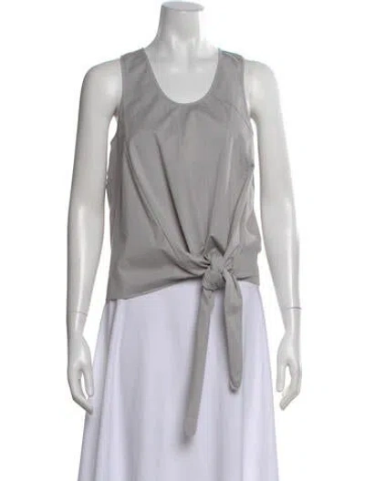 Pre-owned Tibi Scoop Neck Sleeveless Blouse In Gray