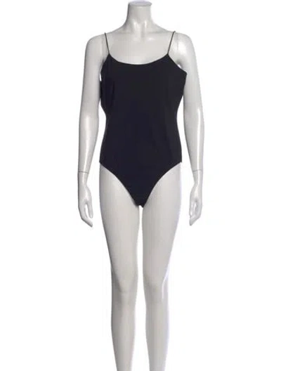 Pre-owned Tibi Scoop Neck Sleeveless Bodysuit In Black