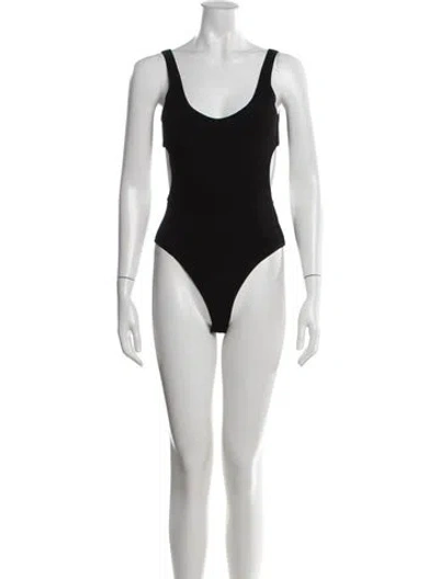Pre-owned Tibi Scoop Neck Sleeveless Bodysuit In Black