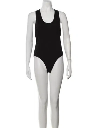 Pre-owned Tibi Scoop Neck Sleeveless Bodysuit In Black