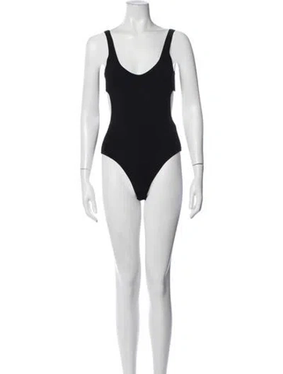 Pre-owned Tibi Scoop Neck Sleeveless Bodysuit In Black