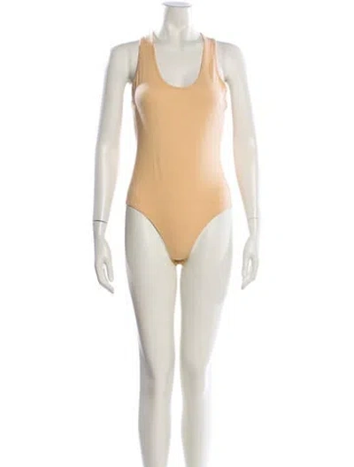 Pre-owned Tibi Scoop Neck Sleeveless Bodysuit In Neutral