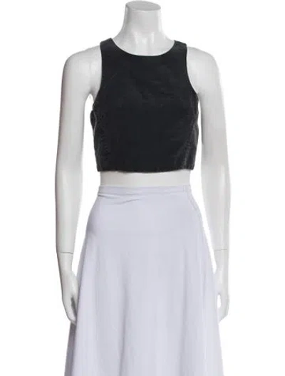 Pre-owned Tibi Scoop Neck Sleeveless Crop Top In Black