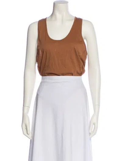 Pre-owned Tibi Scoop Neck Sleeveless Crop Top In Brown
