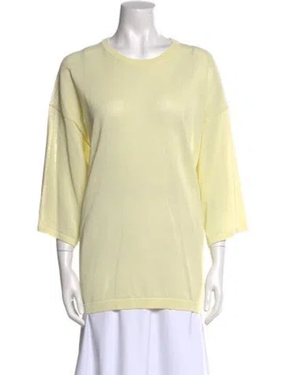Pre-owned Tibi Scoop Neck Three-quarter Sleeve Sweatshirt In Yellow