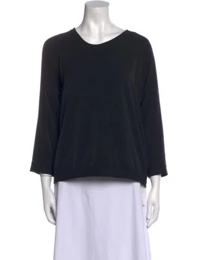 Pre-owned Tibi Scoop Neck Three-quarter Sleeve Top In Black