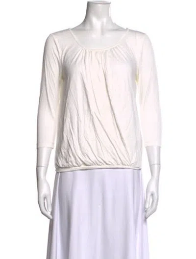 Pre-owned Tibi Scoop Neck Three-quarter Sleeve Top In White