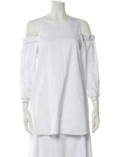 Pre-owned Tibi Scoop Neck Three-quarter Sleeve Tunic In White