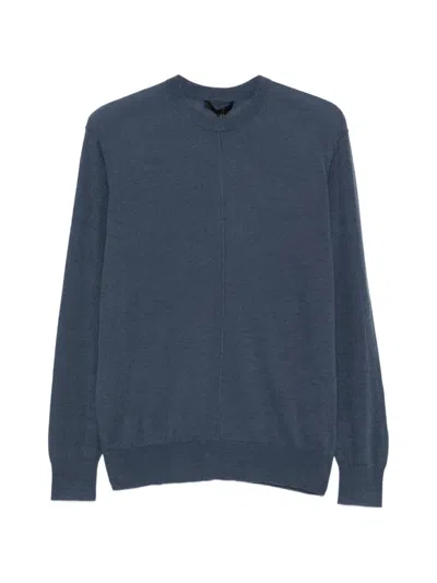 Tibi Seam-detail Crew-neck Sweater In Blue
