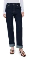 Tibi Selvage Denim 5 Pocket Alec Jeans Dark Denim In Blue
