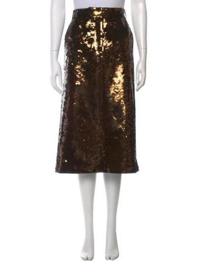Pre-owned Tibi Sequin Embellishments Midi Length Skirt In Brown