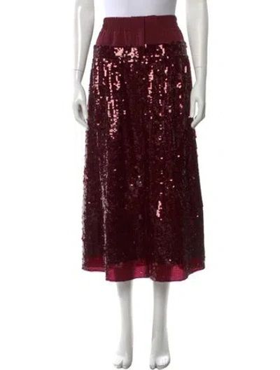 Pre-owned Tibi Sequin Midi Length Skirt In Burgundy