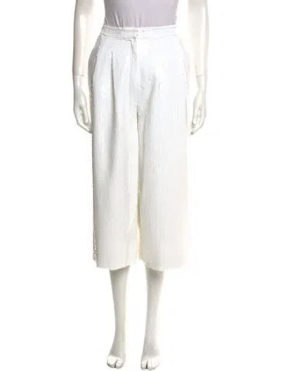 Pre-owned Tibi Sequin Wide Leg Pants In White