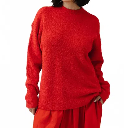 Tibi Serviette Crewneck Easy Pullover In Lava In Red