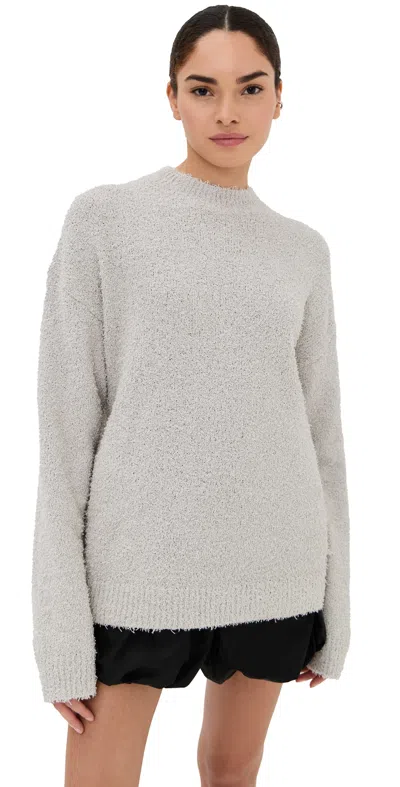 Tibi Serviette Crewneck Easy Pullover Sweater Grey