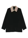 Tibi Oversized Fleece-trimmed Canvas Jacket In Black