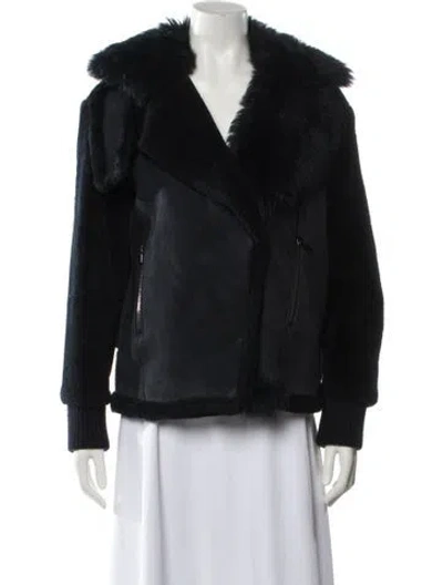 Pre-owned Tibi Shearling Fur Jacket In Black