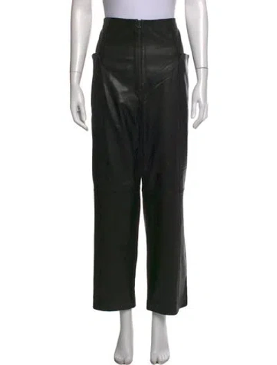 Pre-owned Tibi Shearling Wide Leg Pants In Black