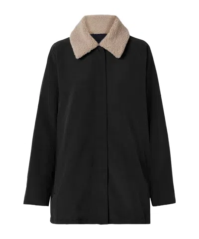 Tibi Shearling-collar Jacket In Black