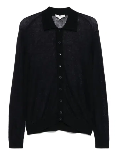 Tibi Semi-transparenter Cardigan Mit Polokragen In Blau