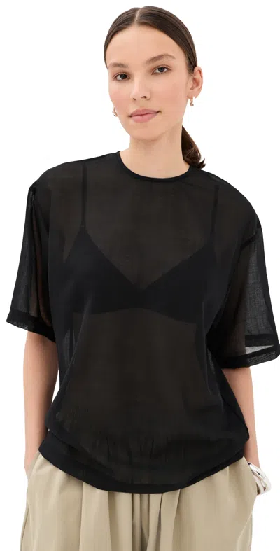 Tibi Sheer Wool Gauze Easy Tee Black