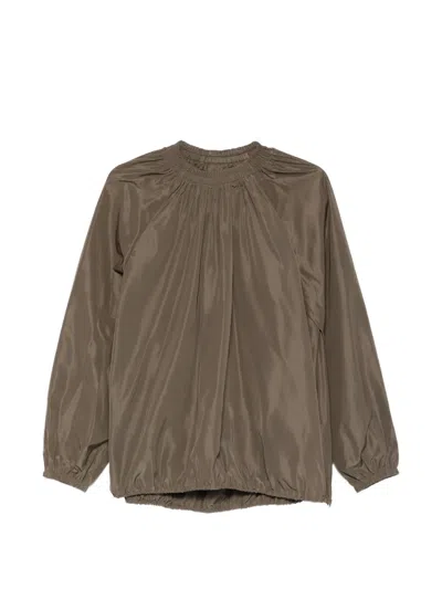 Tibi Shirred Blouse In Green