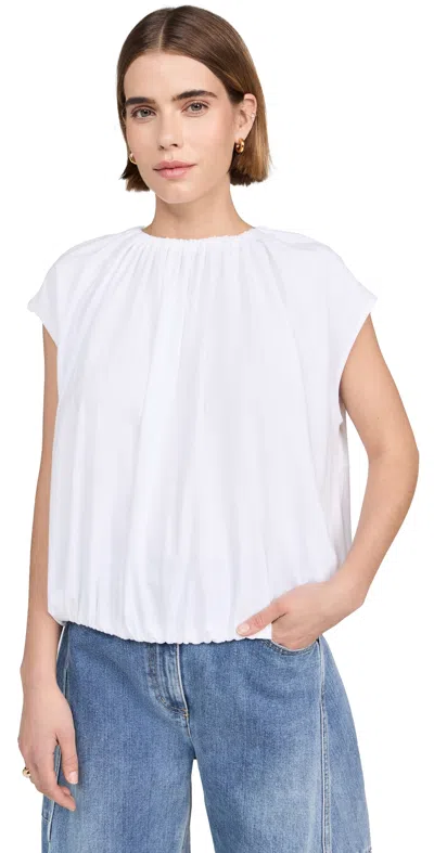 Tibi Shirred Neck Circular Tee White