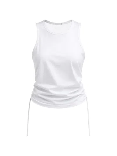 Tibi Shirred-back Tank Top In White