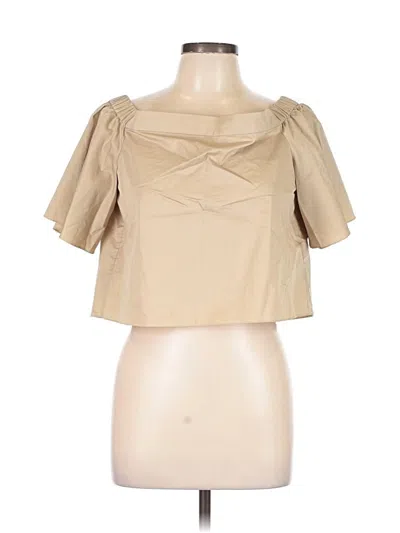 Pre-owned Tibi Short Sleeve Blouse In Tan