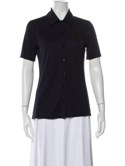 Pre-owned Tibi Short Sleeve Button-up Top In Blue