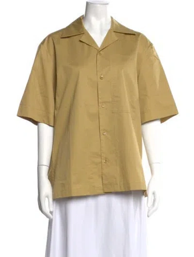 Pre-owned Tibi Short Sleeve Button-up Top In Neutral