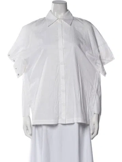 Pre-owned Tibi Short Sleeve Button-up Top In Neutrals