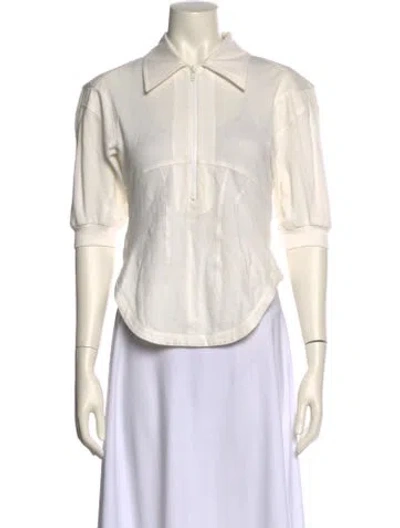 Pre-owned Tibi Short Sleeve Button-up Top In White
