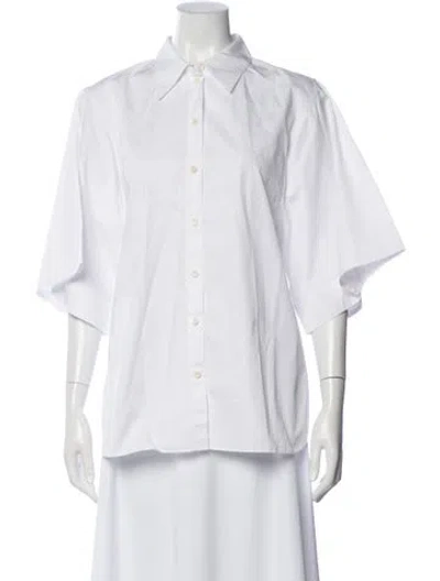 Pre-owned Tibi Short Sleeve Button-up Top In White