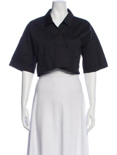 Pre-owned Tibi Short Sleeve Crop Top In Blue