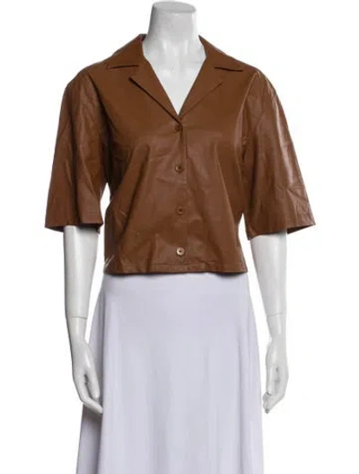Pre-owned Tibi Short Sleeve Crop Top In Brown