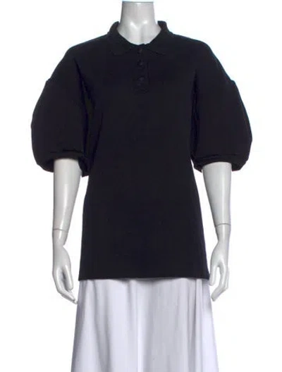 Pre-owned Tibi Short Sleeve Polo In Black